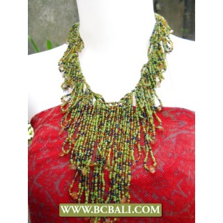 Green Beaded Casandra Fashion Necklace with Stones